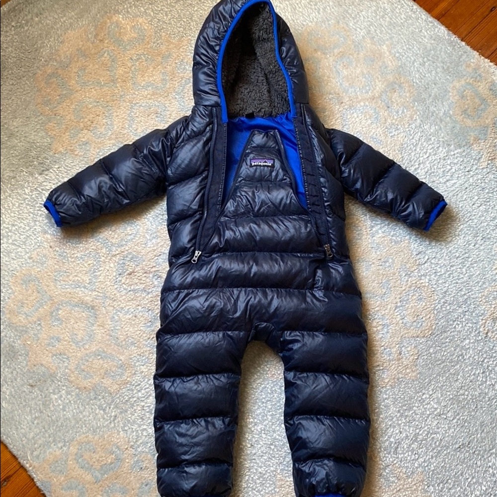 patagonia infant hi-loft down sweater bunting size 3-6 months